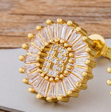 Load image into Gallery viewer, Women Gold Plated Initial Letter Stud Earrings freeshipping - Tyche Ace