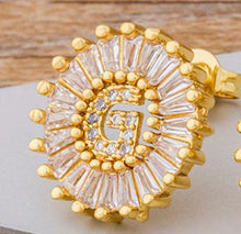 Load image into Gallery viewer, Women Gold Plated Initial Letter Stud Earrings freeshipping - Tyche Ace