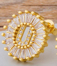 Load image into Gallery viewer, Women Gold Plated Initial Letter Stud Earrings freeshipping - Tyche Ace