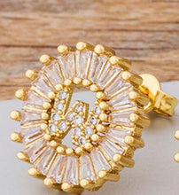 Load image into Gallery viewer, Women Gold Plated Initial Letter Stud Earrings freeshipping - Tyche Ace