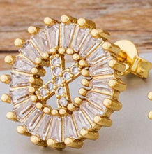 Load image into Gallery viewer, Women Gold Plated Initial Letter Stud Earrings freeshipping - Tyche Ace