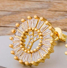 Load image into Gallery viewer, Women Gold Plated Initial Letter Stud Earrings freeshipping - Tyche Ace