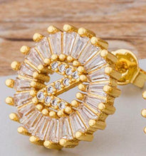 Load image into Gallery viewer, Women Gold Plated Initial Letter Stud Earrings freeshipping - Tyche Ace
