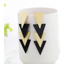 Load image into Gallery viewer, Women Golden Drop Geometric Black Long Hanging Earrings Retail freeshipping - Tyche Ace