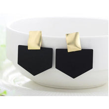 Load image into Gallery viewer, Women Golden Drop Geometric Black Long Hanging Earrings Retail freeshipping - Tyche Ace