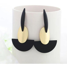 Load image into Gallery viewer, Women Golden Drop Geometric Black Long Hanging Earrings Retail freeshipping - Tyche Ace