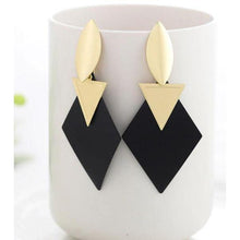 Load image into Gallery viewer, Women Golden Drop Geometric Black Long Hanging Earrings Retail freeshipping - Tyche Ace