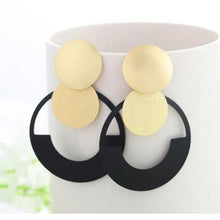 Load image into Gallery viewer, Women Golden Drop Geometric Black Long Hanging Earrings Retail freeshipping - Tyche Ace