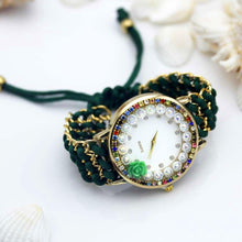 Load image into Gallery viewer, Women Hand-Knitted Fabric Rose Sparkly Rhinestone Wrist Watches freeshipping - Tyche Ace