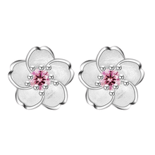 Load image into Gallery viewer, Women Handmade Cherry Tibetan Silver and Cubic Zircon Stud Earrings freeshipping - Tyche Ace