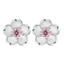 Load image into Gallery viewer, Women Handmade Cherry Tibetan Silver and Cubic Zircon Stud Earrings freeshipping - Tyche Ace