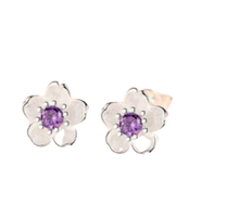 Load image into Gallery viewer, Women Handmade Cherry Tibetan Silver and Cubic Zircon Stud Earrings freeshipping - Tyche Ace