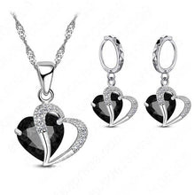 Load image into Gallery viewer, Women Heart Design Sterling Silver Cubic Zircon Necklace Pendant Earrings Sets freeshipping - Tyche Ace