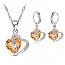 Load image into Gallery viewer, Women Heart Design Sterling Silver Cubic Zircon Necklace Pendant Earrings Sets freeshipping - Tyche Ace