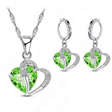 Load image into Gallery viewer, Women Heart Design Sterling Silver Cubic Zircon Necklace Pendant Earrings Sets freeshipping - Tyche Ace