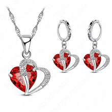 Load image into Gallery viewer, Women Heart Design Sterling Silver Cubic Zircon Necklace Pendant Earrings Sets freeshipping - Tyche Ace