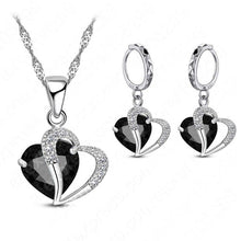 Load image into Gallery viewer, Women Heart Design Sterling Silver Cubic Zircon Necklace Pendant Earrings Sets freeshipping - Tyche Ace