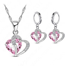Load image into Gallery viewer, Women Heart Design Sterling Silver Cubic Zircon Necklace Pendant Earrings Sets freeshipping - Tyche Ace