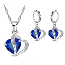 Load image into Gallery viewer, Women Heart Design Sterling Silver Cubic Zircon Necklace Pendant Earrings Sets freeshipping - Tyche Ace