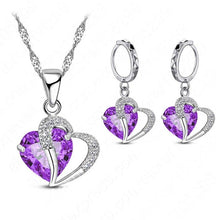 Load image into Gallery viewer, Women Heart Design Sterling Silver Cubic Zircon Necklace Pendant Earrings Sets freeshipping - Tyche Ace