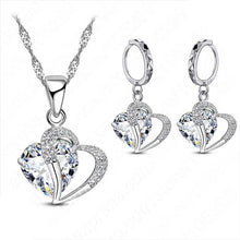 Load image into Gallery viewer, Women Heart Design Sterling Silver Cubic Zircon Necklace Pendant Earrings Sets freeshipping - Tyche Ace