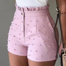Load image into Gallery viewer, Women High Waist Button Ruffled Beaded Summer Shorts freeshipping - Tyche Ace