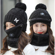Load image into Gallery viewer, Women Knitted Beanie Set- Scarf, Mask, Winter Set freeshipping - Tyche Ace