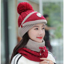 Load image into Gallery viewer, Women Knitted Beanie Set- Scarf, Mask, Winter Set freeshipping - Tyche Ace