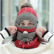 Load image into Gallery viewer, Women Knitted Beanie Set- Scarf, Mask, Winter Set freeshipping - Tyche Ace