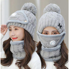 Load image into Gallery viewer, Women Knitted Beanie Set- Scarf, Mask, Winter Set freeshipping - Tyche Ace