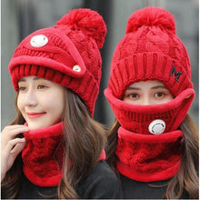 Load image into Gallery viewer, Women Knitted Beanie Set- Scarf, Mask, Winter Set freeshipping - Tyche Ace