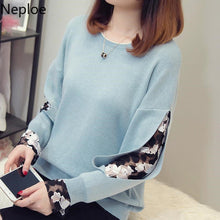 Load image into Gallery viewer, Women Knitted Hollow Out Mesh Patchwork Long Sleeve Casual Sweatshirt freeshipping - Tyche Ace