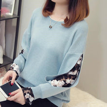 Load image into Gallery viewer, Women Knitted Hollow Out Mesh Patchwork Long Sleeve Casual Sweatshirt freeshipping - Tyche Ace