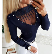 Load image into Gallery viewer, Women Knitted Lace Patchwork Slim Fit Tops freeshipping - Tyche Ace
