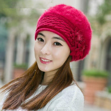 Load image into Gallery viewer, Women Knitted Winter Rabbit Fur Beret Hats freeshipping - Tyche Ace