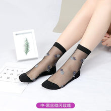 Load image into Gallery viewer, Women Lace Soft  Sheer Silk Elastic Mesh Knit Frill Trim Socks freeshipping - Tyche Ace