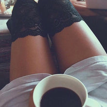 Load image into Gallery viewer, Women Lace Trim Thigh High Cable Knit Long Over Knee Warm Stockings freeshipping - Tyche Ace