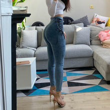 Load image into Gallery viewer, Women Lace Up High Waist Elastic Skinny Pencil Denim Jeans freeshipping - Tyche Ace