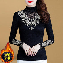 Load image into Gallery viewer, Women Lace Warm High Collar Long Sleeve Blouse freeshipping - Tyche Ace