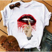 Load image into Gallery viewer, Women  Lips Print Fashionable Stylish Lips T Shirts freeshipping - Tyche Ace