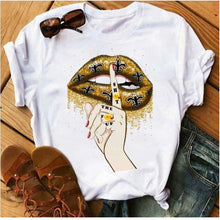Load image into Gallery viewer, Women  Lips Print Fashionable Stylish Lips T Shirts freeshipping - Tyche Ace