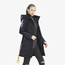Load image into Gallery viewer, Women Luxury Sustans Fibre Technology Windproof Long Hooded Jacket freeshipping - Tyche Ace