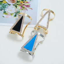 Load image into Gallery viewer, Women Maxi Wide Opening Smooth Metal Resin Mosaic Crystal Bracelet freeshipping - Tyche Ace