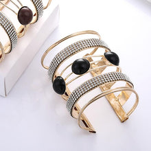 Load image into Gallery viewer, Women Maxi Wide Opening Smooth Metal Resin Mosaic Crystal Bracelet freeshipping - Tyche Ace
