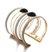 Load image into Gallery viewer, Women Maxi Wide Opening Smooth Metal Resin Mosaic Crystal Bracelet freeshipping - Tyche Ace