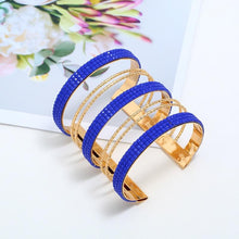 Load image into Gallery viewer, Women Maxi Wide Opening Smooth Metal Resin Mosaic Crystal Bracelet freeshipping - Tyche Ace