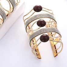 Load image into Gallery viewer, Women Maxi Wide Opening Smooth Metal Resin Mosaic Crystal Bracelet freeshipping - Tyche Ace