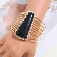 Load image into Gallery viewer, Women Maxi Wide Opening Smooth Metal Resin Mosaic Crystal Bracelet freeshipping - Tyche Ace