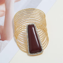 Load image into Gallery viewer, Women Maxi Wide Opening Smooth Metal Resin Mosaic Crystal Bracelet freeshipping - Tyche Ace