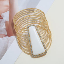 Load image into Gallery viewer, Women Maxi Wide Opening Smooth Metal Resin Mosaic Crystal Bracelet freeshipping - Tyche Ace